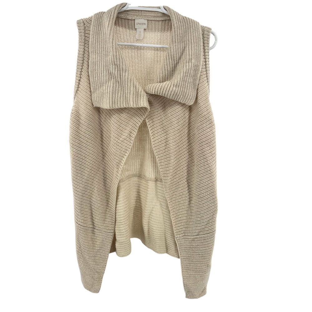 Chico’s wool blend single button large collar sleeveless cardigan sweater vest M